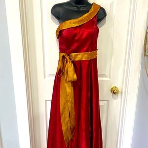 Red bridesmaid long dress